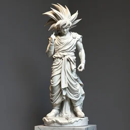 a marble greek statue of goku from dragon ball z