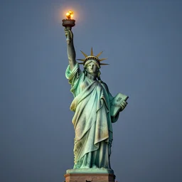 a burning statue of liberty