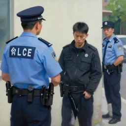 hyperrealism painting of a police search of a suspicious person