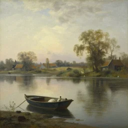 waddenzee, the netherlands as the background in the style of hudson river school of art, oil on canvas