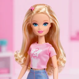 Hyperrealistic Barbie doll illustration by Lisa frank
