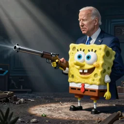 joe biden shooting spongebob with a gun