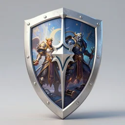 a white platinum shield, a shield, a shield, a shield, artstation, hd, 8 k, sharp high quality artwork in style of greg rutkowski, concept art, blizzard warcraft artwork, hearthstone card artwork