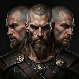 symmetrical - face!! portrait of a muscular viking, grim - lighting, high - contrast, intricate, elegant, highly detailed, centered, digital painting, artstation, concept art, smooth, sharp focus, illustration, artgerm, tomasz alen kopera, peter mohrbacher, donato giancola, joseph christian leyendecker, wlop, boris vallejo