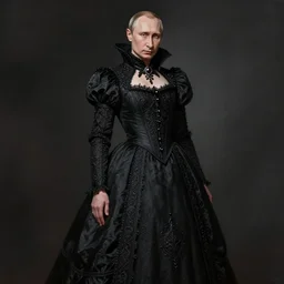 vladimir putin wears gothic maid dress, dark fantasy, intricate, highly detailed, smooth, artstation, painted by wayne barlowe, greg rutkowski, zdislav beksinski, francis bacon