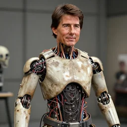 animatronic Tom Cruise, exposed wires, photo, Stan Winston studios, detailed, 4k