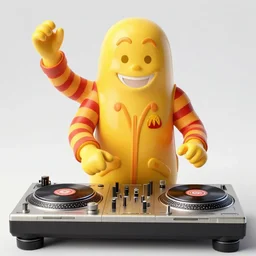 Ronald McDonald's DJing with DJ turntables