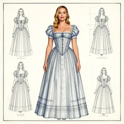 renaissance blueprint diagrams of a margot robbie
