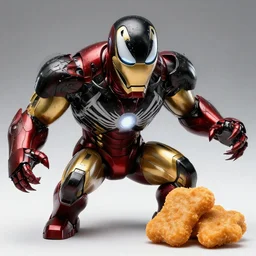 venomized iron man with a 2 0 piece mcdonalds nugget