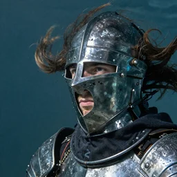 Underwater photo of a beautiful medieval knight by Trent Parke, close up, clean, detailed, Magnum photos