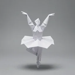 origami ballet dancer in white paper, ultra - detailed 3 d render, studio shot