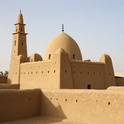 high quality photography of a mosque in mali made of mud bricks, timbuktu, national geographic