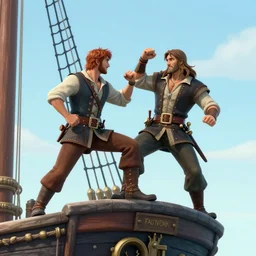 guybrush threepwood fighting with lechuck in the top of the ship mast