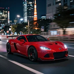 RX-Vision soul red concept car ikuo maeda mazda RX-9 driving in Tokyo at night beautiful 35mm photo