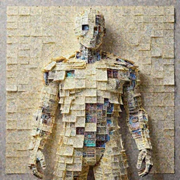man made of post - its. intricate abstract. intricate artwork. by tooth wu, wlop, beeple, dan mumford. trending on artstation, greg rutkowski very coherent symmetrical artwork. cinematic, hyper realism, high detail, octane render, 8 k, iridescent accents