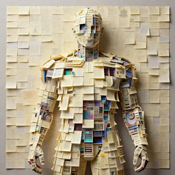 man made of post - its. intricate abstract. intricate artwork. by tooth wu, wlop, beeple, dan mumford. trending on artstation, greg rutkowski very coherent symmetrical artwork. cinematic, hyper realism, high detail, octane render, 8 k, iridescent accents