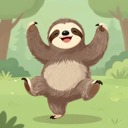 a sloth dancing with joy, digital art - n 9
