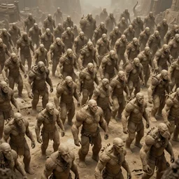 hordes of clay golems, award-winning fantasy art, trending on artstation