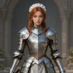 Portrait of Female Paladin, french maid armor, high fantasy, artstation
