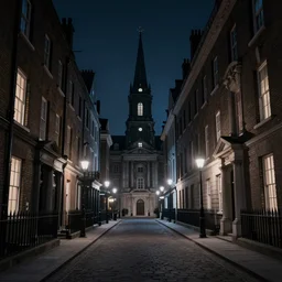 a street of 19th century london at night, in the style of Bloodborne