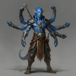 a four - armed, blue - skinned vedalken artificer, digital painting, trending on artstation, concept art, sharp focus, illustration, art by artgerm, greg rutkowski, and magali villeneuve