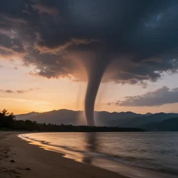 electrified tornado on the beach sunset amazing landscape photo of mountains with lake in sunset by marc adamus, beautiful dramatic lighting