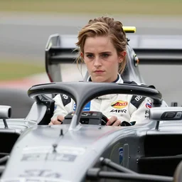 emma watson in the cockpit of an f 1 car