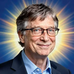 Peter Max portrait of Bill Gates on acid