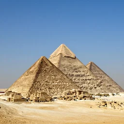 an egyptian pyramid in the style of monument valley 2
