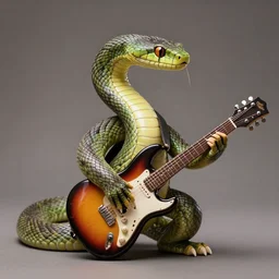 photograph of an animal that looks like a chimera between a snake and a guitar