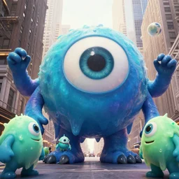 huge slime monsters with one eye attacks new york
