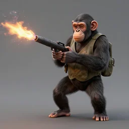 chimp using a flame thrower in world war 2
