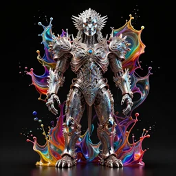 colorful paint splashing, by h. r. giger, octane render, by wlop, refractive, ray tracing reflections, diffraction grading, insanely detailed and intricate, hypermaximalist, elegant, ornate, hyper realistic, super detailed, deep black background