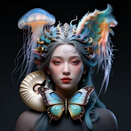 goddess portrait. jellyfish phoenix head. nautilus butterfly skull mask intricate artwork by Tooth Wu and wlop and beeple. octane render, trending on artstation, greg rutkowski very coherent symmetrical artwork. cinematic, hyper realism, high detail, octane render, 8k