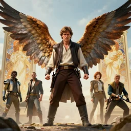 wide angle shot of anakin skywalker, angry, wings, alphonse mucha, rhads, ross tran, artstation, artgem, octane render, 1 6 k