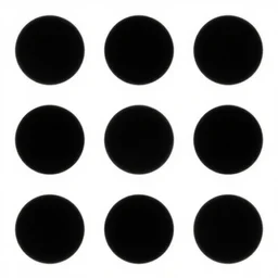 nine black round dots arranged three by three