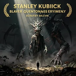 Concept Art of cinematography of Stanley Kubrick film with a lovecraftian creature