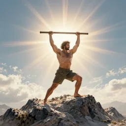 strong man lifting a mountain