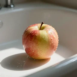 an apple in the bathtub, photo.