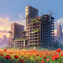 a beautiful ultradetailed anime illustration of architecture urbex city pool unfinished building by le corbusier, at dawn poppy myst tundra reclaimed by nature studio ghibli thermal imaging meadow lightpaint azeroth bladerunner 2 0 4 9 steampunk dieselpunk apocalyptic, archdaily, wallpaper, highly detailed, trending on artstation.