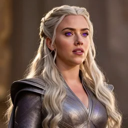 Scarlet Johansson as daenerys targaryen, purple eyes, 4k, artstation, cgsociety, award-winning, masterpiece, stunning, beautiful, glorious, powerful, fantasy art