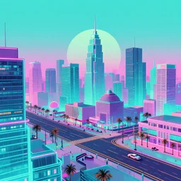 vaporwave 50s town, digital art