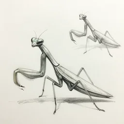 sketches of mantis like creature