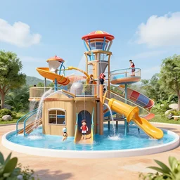 water park as a tiny house realistic image