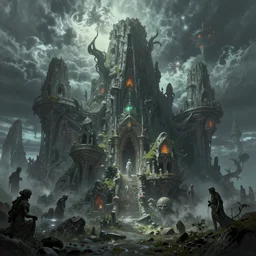 old gods in the depths of Stump House mountain, dreamscape, dramatic lighting, fantasy art illustration, trending on artstation, Aetherpunk