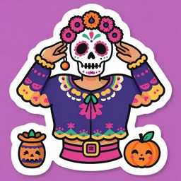 mexican day of the dead, sticker style, trending on artstation, greg rutkowski, john singer sargent, crop top, intricate
