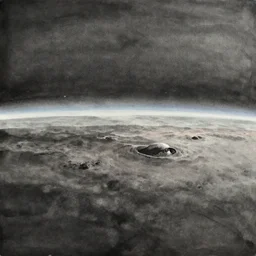 an ink painting of alien planet horizon by li cheng