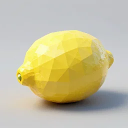 a high quality render of a low poly lemon, artstation