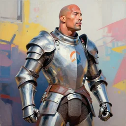 greg manchess portrait painting of fully armored the foundation aka dwayne the rock johnson as overwatch character, medium shot, asymmetrical, profile picture, organic painting, sunny day, matte painting, bold shapes, hard edges, street art, trending on artstation, by huang guangjian, gil elvgren, ruan jia, greg rutkowski, gaston bussiere