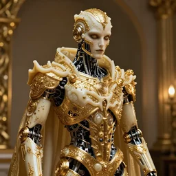 masterpiece ultrarealistic ultradetailed stefan gesell medium shot robot cyberpunk of slime catholic veiled, intricate, elegant, dramatic lighting, immerse,, special effects makeup, maximalist, glittering, gold, ivory, hyperreal, golden ratio